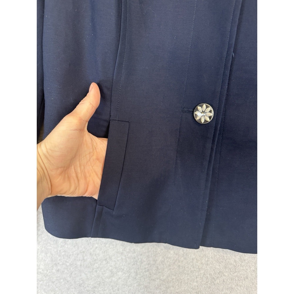Nanette Lepore‎ Navy Stretch Blazer 12 NWOT Floral Crystal Button Career - Picture 4 of 16